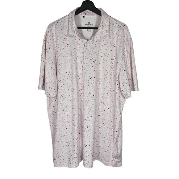 Adidas Primeblue Golf Polo XL White Burgundy Red Flag Print Parley Globe - Picture 5 of 9